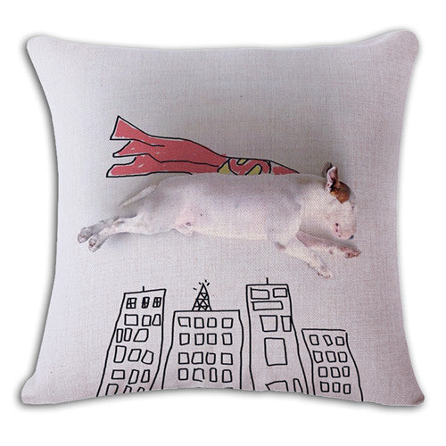 Superman Super dog Bull Terrier Funny Pillow Cover