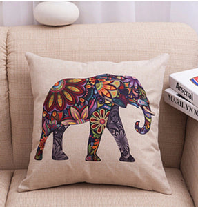 Colorful Flower Elephant Pillow Case