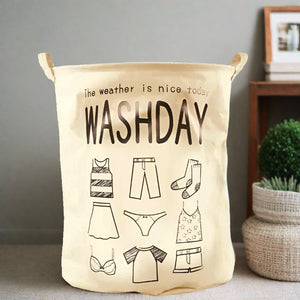 Wash day Quote Foldable Laundry Basket
