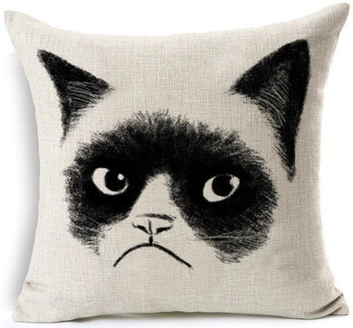 Grumpy Cat Black and White Pillow Cover