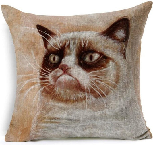 Grumpy Cat Brown Pillow Cover