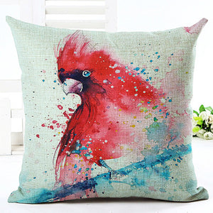 Oil Painting Bird Northern Cardinal Decorative Pillowcase