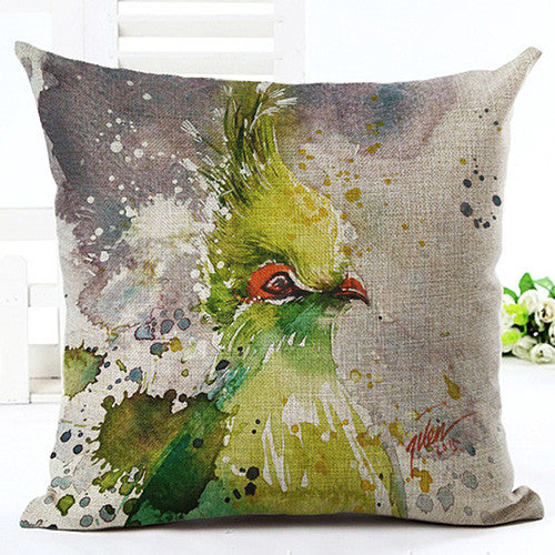 Oil Painting Birds Sulphur-crested Cockatoo Grey Decorative Pillowcase