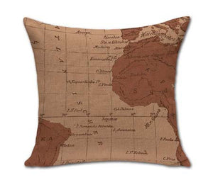 VintageYellow World Map Pillow Case
