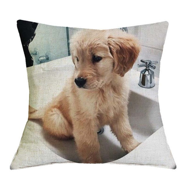 Golden Retriever Puppy In Shower Pillow Covers