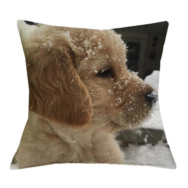 Golden Retriever Puppy In Snow Pillow Covers