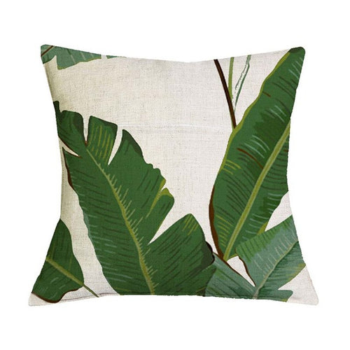 Tropical Plant Green Leaves 1 Pillow Covers