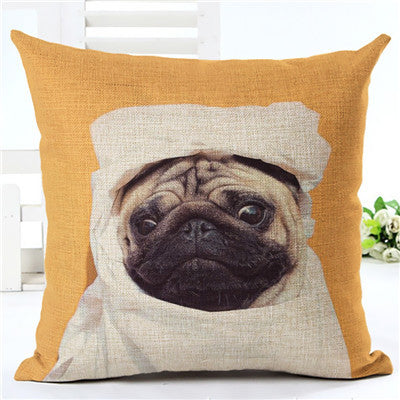 Pug Home Arabic Decorative Pillow Cover