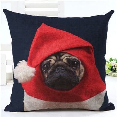 Pug Home Christmas Decorative Pillow Cover