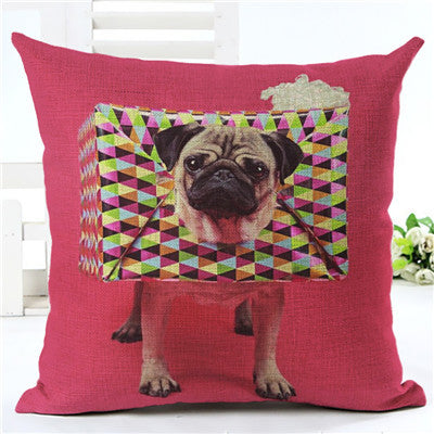 Pug Home Gift Box Decorative Pillow Cover