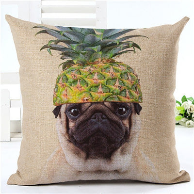 Pug Home Pineapple Decorative Pillow Cover