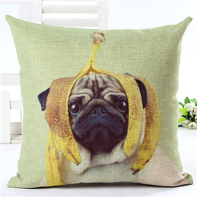 Pug Home Banana Decorative Pillow Cover