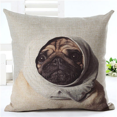 Pug Home Hoodie Decorative Pillow Cover