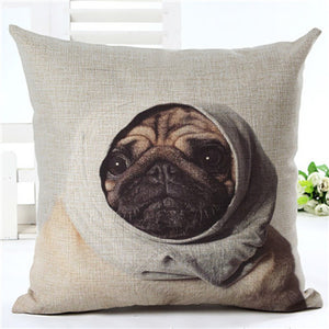 Pug Home Hoodie Decorative Pillow Case
