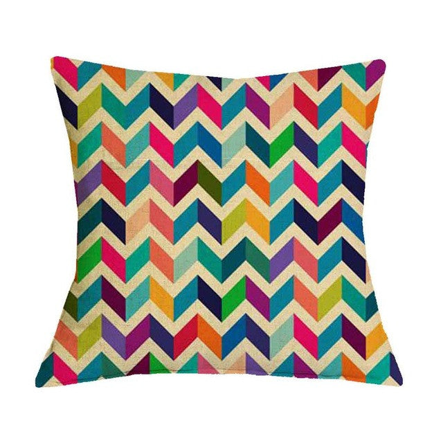 Colorful Waves Geometric Graphic Pattern Pillow Cover