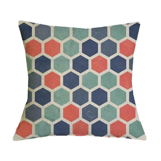 Green and Orange Geometric Graphic Pattern Pillow Cover