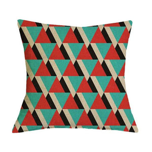 Green and Red Geometric Graphic Pattern Pillow Case