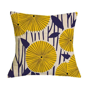 Yellow Flower Geometric Graphic Pattern Pillow Case