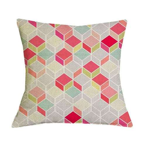 Pink and White Geometric Graphic Pattern Pillow Case