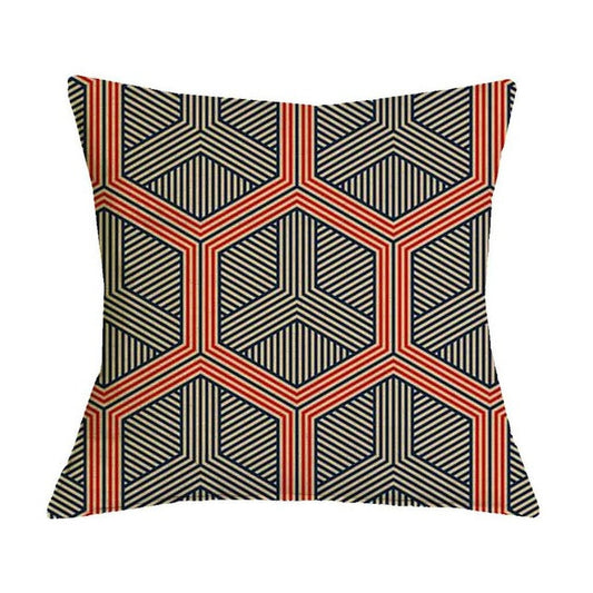 Orange and Black Geometric Graphic Pattern Pillow Cover