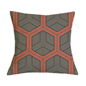 Orange and Black Geometric Graphic Pattern Pillow Case