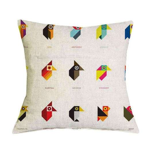 Geometric Graphic Pattern Bird Pillow Cover