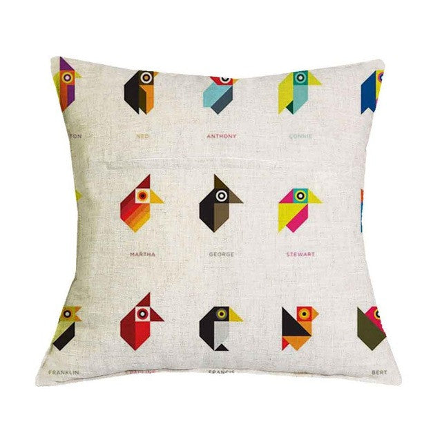 Geometric Graphic Pattern Bird Pillow Case