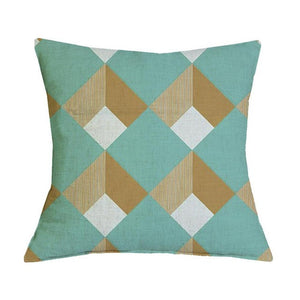 Green Gold and White Square Geometric Pattern Pillow Case