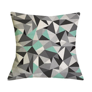 Green Black and White Geometric Graphic Pattern Pillow Case