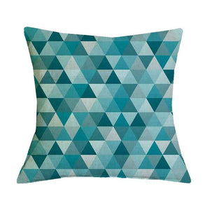 Green and White Triangle Geometric Graphic Pattern Pillow Case