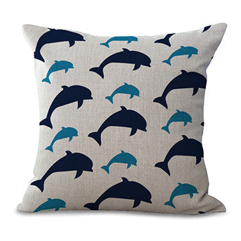 Navy Dolphin Home Decorative Cushion Cover Throw Pillow Case