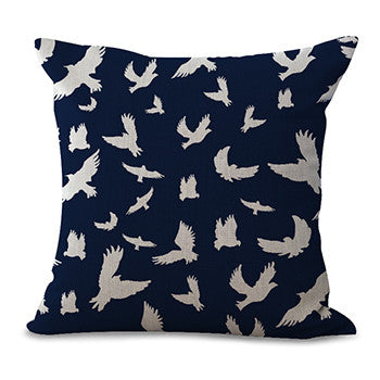Navy Seagull Home Decorative Cushion Cover Throw Pillow Case