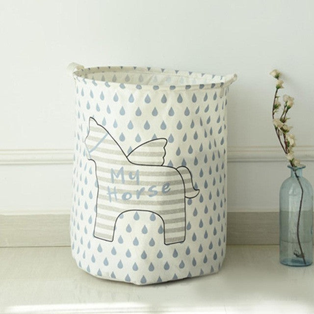 Unicorn Pegasus My Horse Blue Rain Drop Foldable Laundry Basket