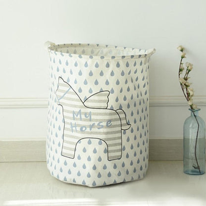 Unicorn Pegasus My Horse Blue Rain Drop Foldable Laundry Basket