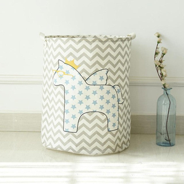 Unicorn Pegasus My Horse Blue Rain Drop Foldable Laundry Basket