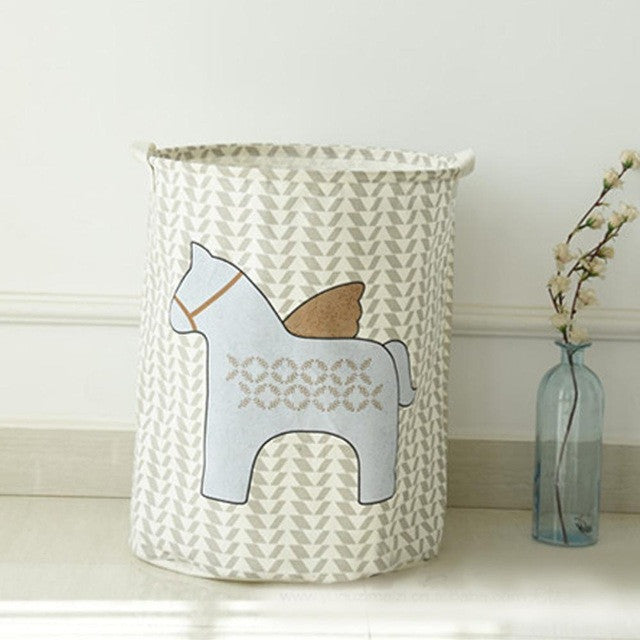 Unicorn Pegasus My Horse Blue Rain Drop Foldable Laundry Basket