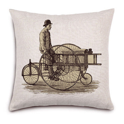 Vintage Scatch Bicycle Pillowcase