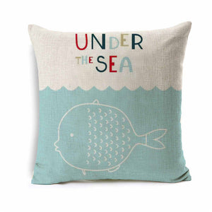 Kids Cartoon Under The Sea Fish Cushion Cover Sea Animal Throw Pillow Case