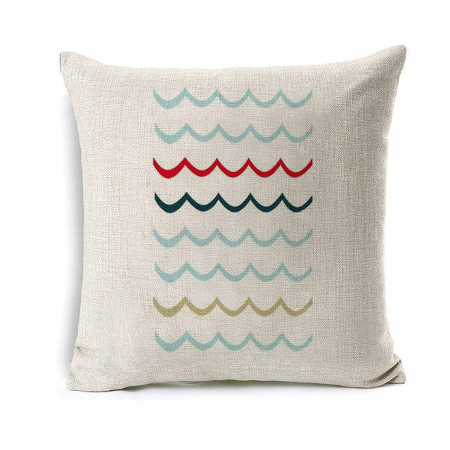 Kids Cartoon Ocean Waves Cushion Cover Sea Animal Throw Pillow Cover