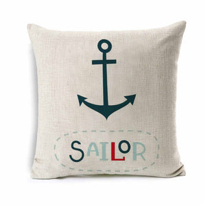 Kids Cartoon Anchor Cushion Cover Ocean Sea Sailor Animal Throw Pillow Case
