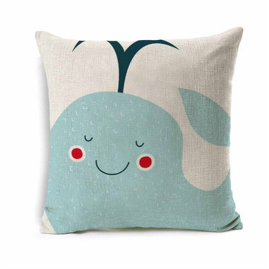 Kids Cartoon Whale Cushion Cover Ocean Sea Animal Throw Pillow Cover