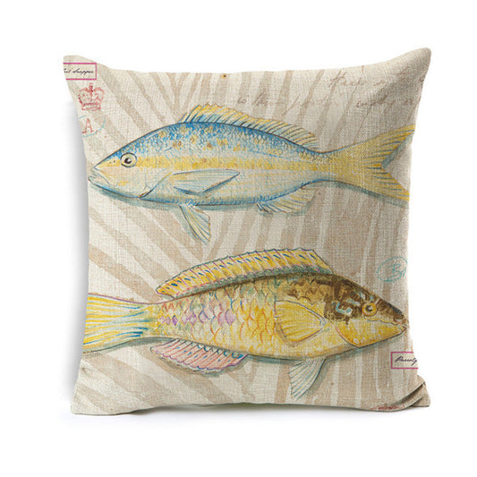 Mediterranean Ocean Animal Two Fishes Pillowcase