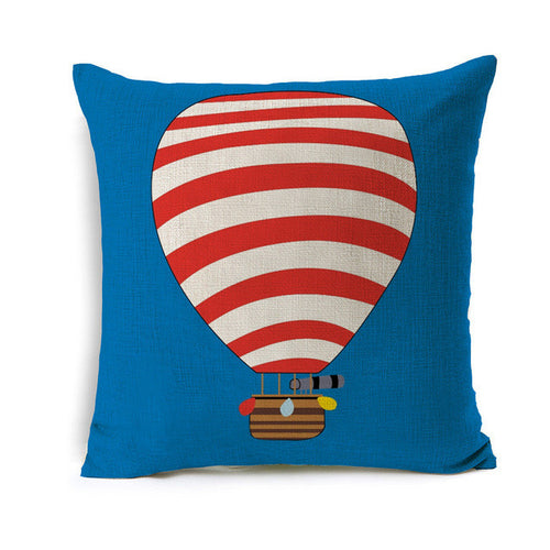 Colourful Blue With Red Balloon Cushion Cover Throw Pillow Case