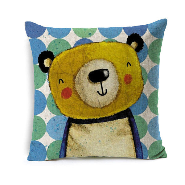 Kids Cartoon Animal Cushion Cover Bear Throw Pillow Cover