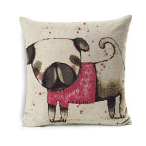 Kids Cartoon Animal Cushion Cover Pug Throw Pillow Case