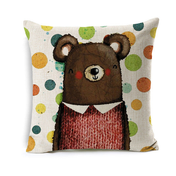 Kids Cartoon Animal Cushion Cover Bear Throw Pillow Cover