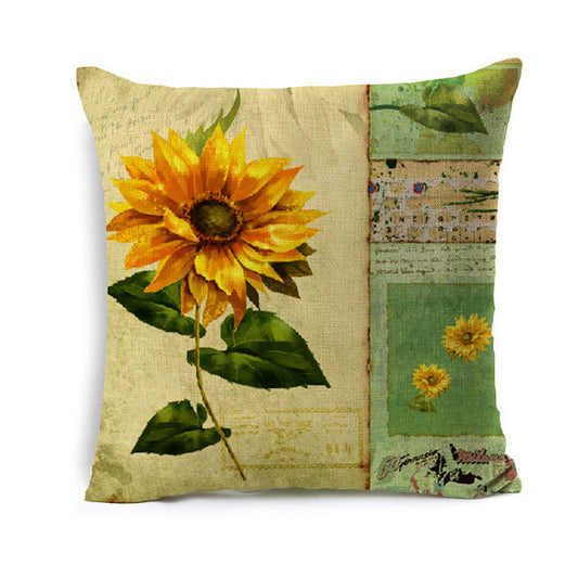 Vintage Sun Flower Pillow Cover
