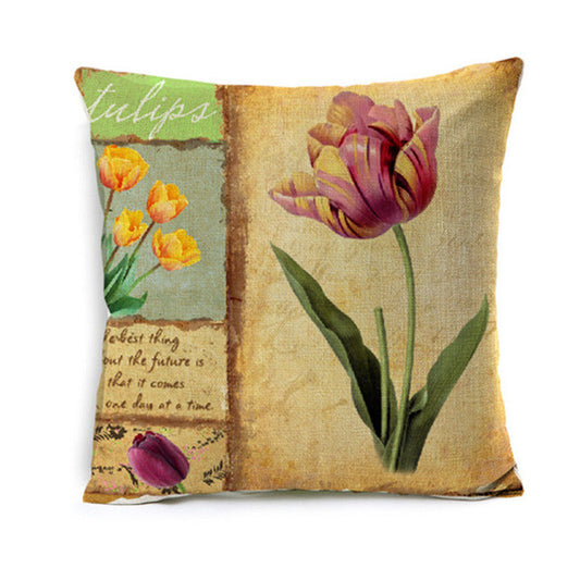 Vintage Tulip Pillow Cover