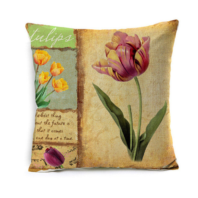 Vintage Tulip Pillow Case