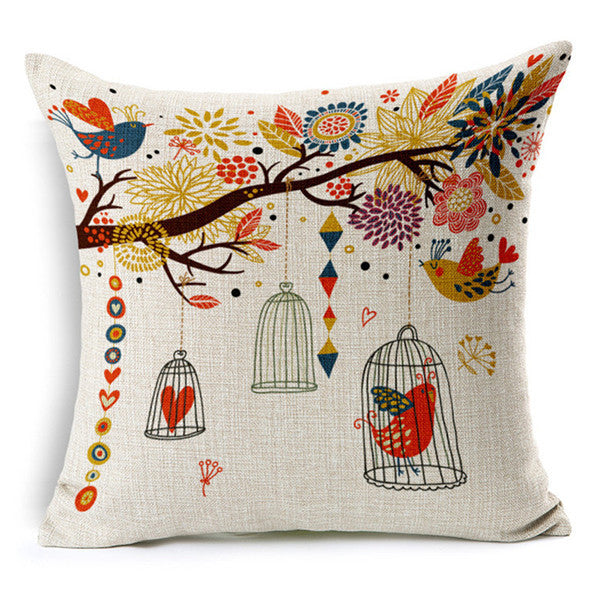 Colorful Bird Cage Pillowcase